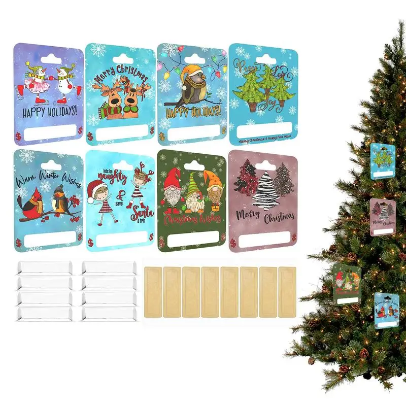 

8 шт. милый держатель для денег в виде Санта гнома, рождественский подарок, держатели для карт, денег, водонепроницаемый прозрачный чехол для наличных, DIY подарок на Рождество, Градуированный