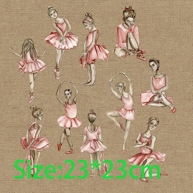 Цифровая печать трансферная пленка Акварельная Танцующая балерина с бабочкой и