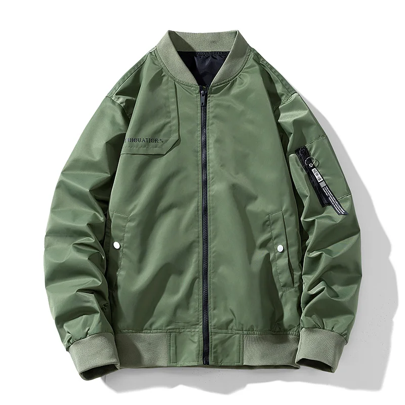 

Ueteey 2023 Bomber Military Baseball Oversize MA-1 Flight Pilot Men Jackets Autumn Casual Outdoor Solid Zipper Loose Male Coat