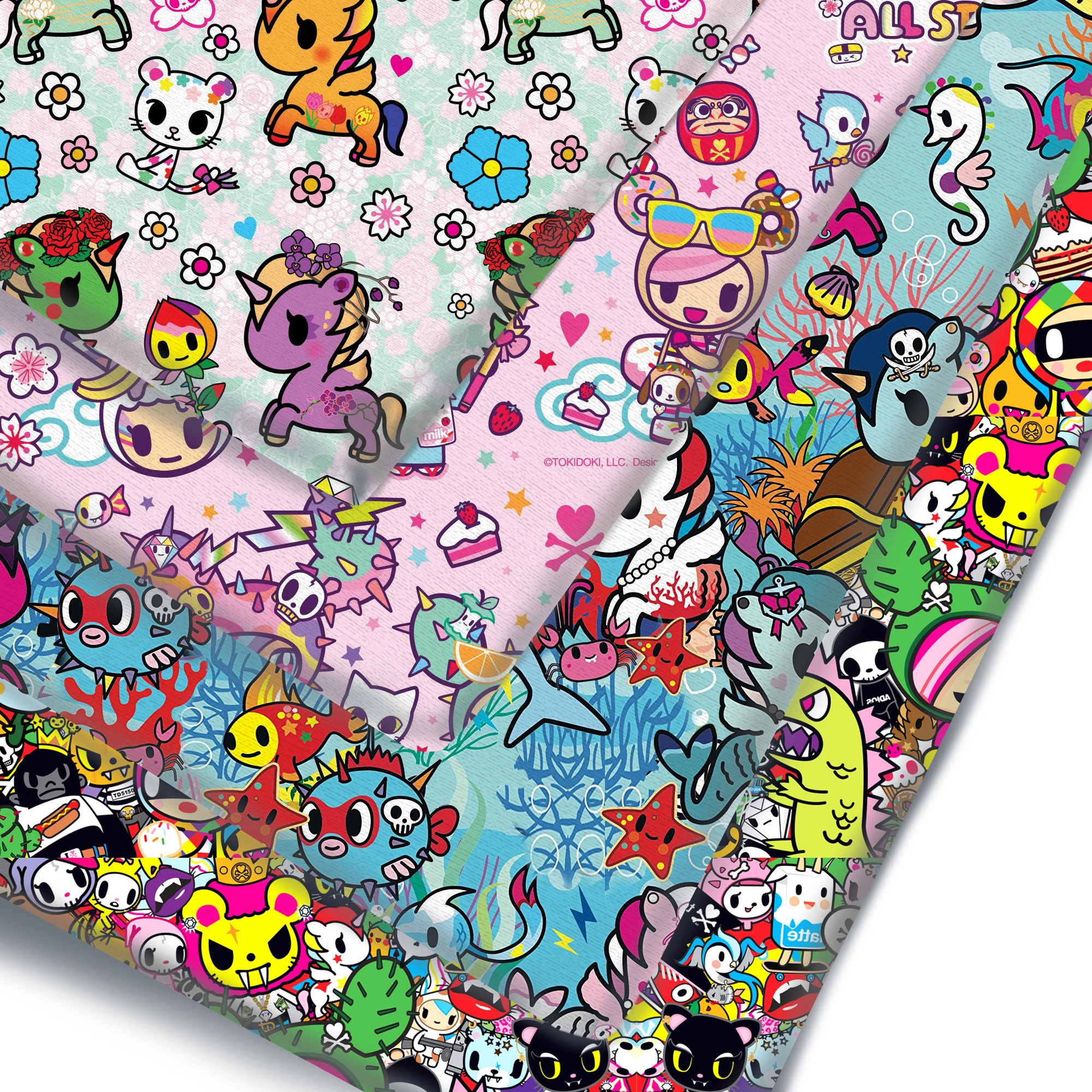 Половинная ткань из полиэстера и хлопка с мультяшным принтом единорога животных