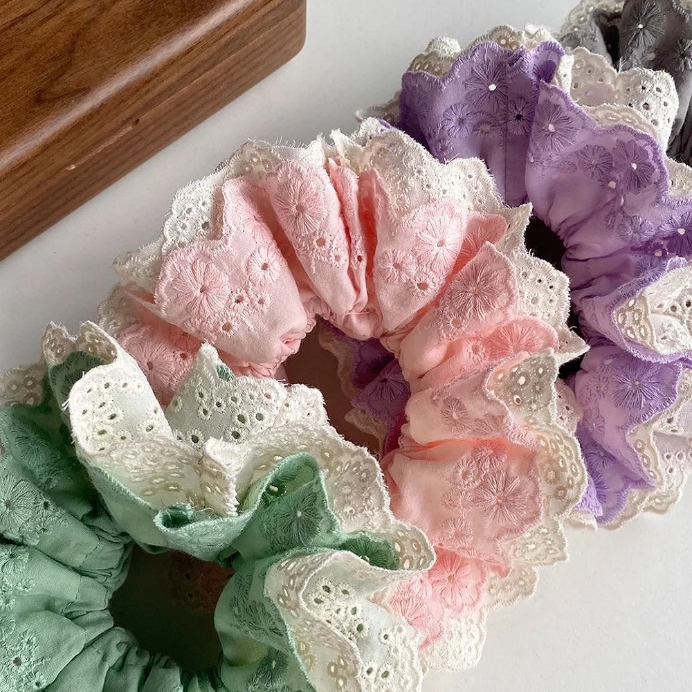 Однотонная Лоскутная четырехслойная кружевная гофрированная резинка головной