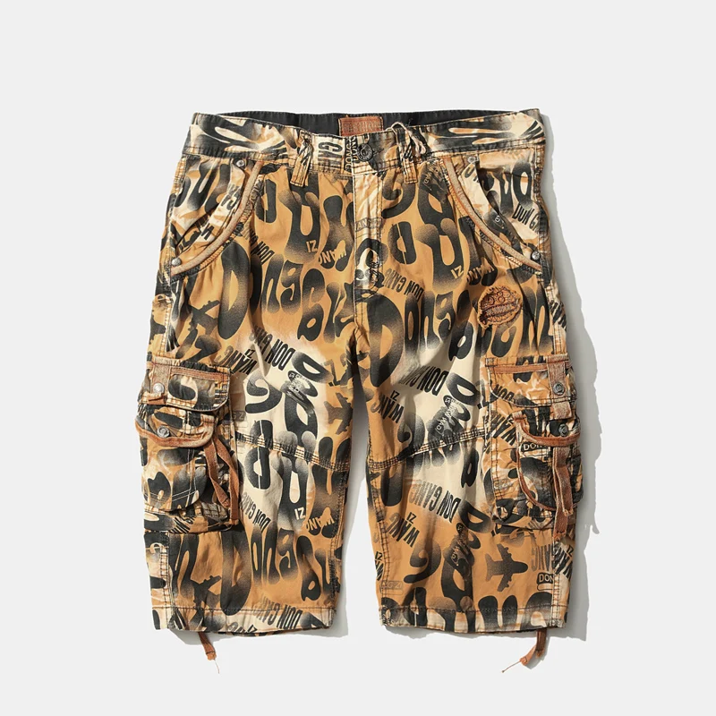 Мужские камуфляжные шорты Свободные повседневные шорты-карго в стиле милитари