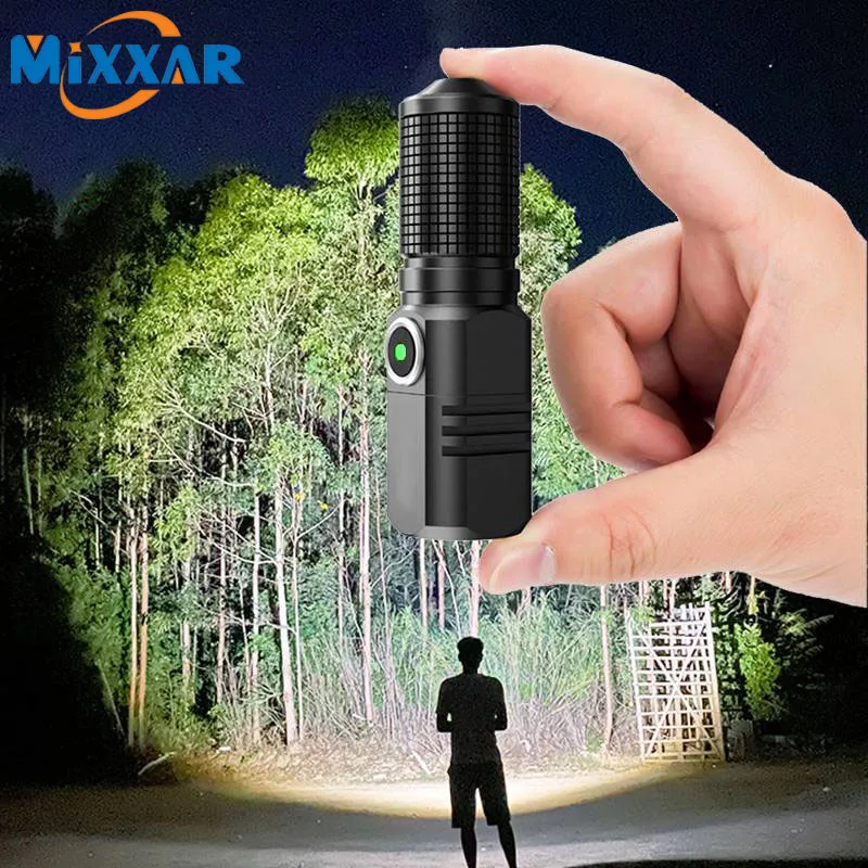 ZK50 Portable USB C Rechargeable Mini 16340 18650 Battery hand-hold Flashlight 1500lm Powerful Torch Can Be Close with One Click