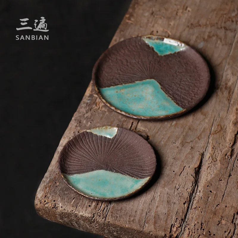 

Керамический коврик для чашки в японском стиле, креативный круглый термостойкий поднос в стиле ретро, кунг-фу, для чайной церемонии