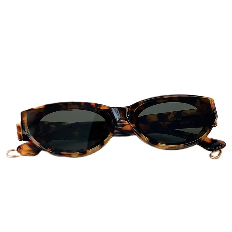 2023 top quality women Leopard print fashion catwalk glasses luxury retro plate sunglasses