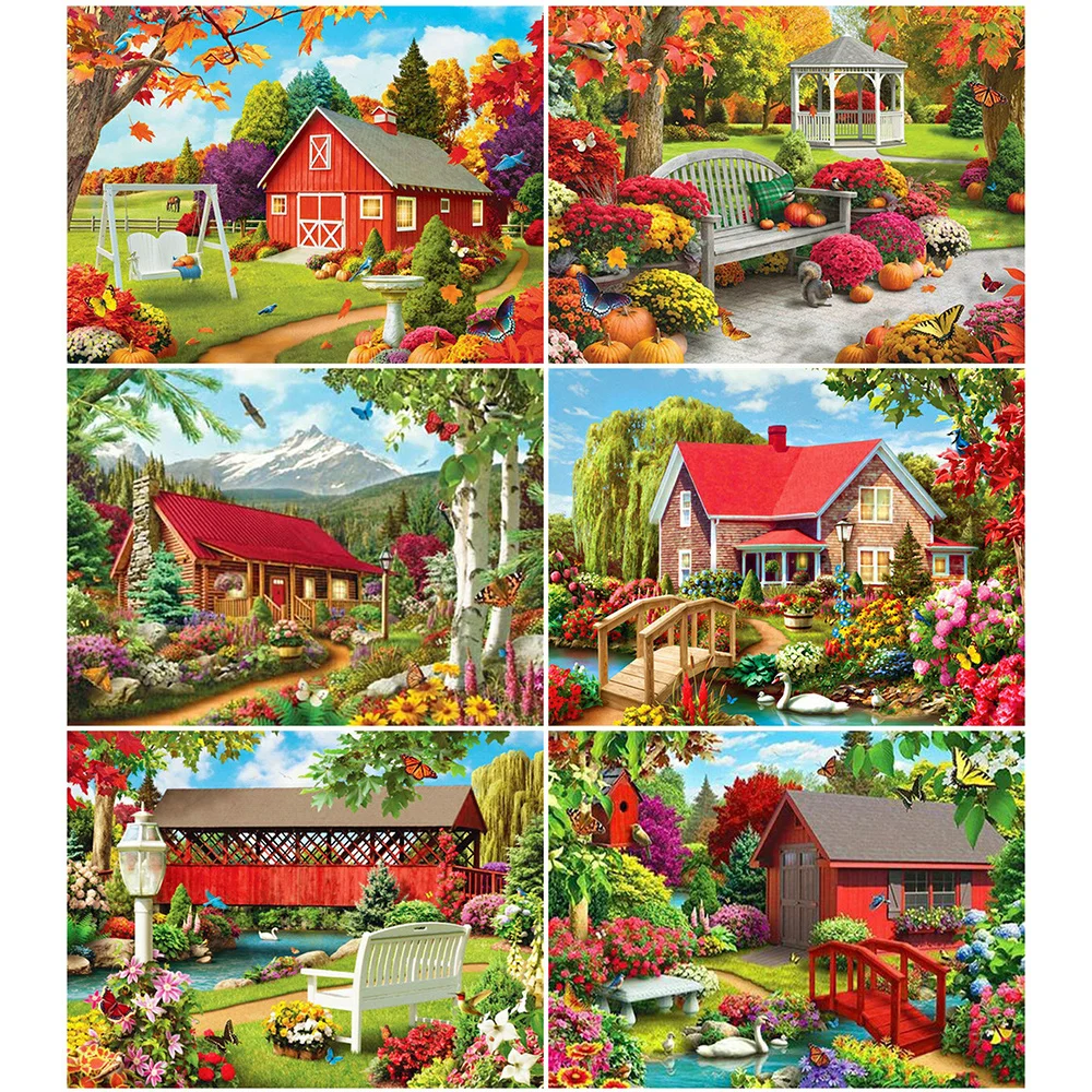 

Алмазная живопись AZQSD «сделай сам», садовая мозаика, полная выкладка, домашний декор, вышивка стразами, ландшафт ручной работы