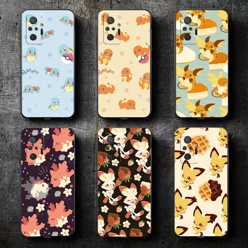 

Pikachu Squirtle Pokemon Phone Case For Xiaomi Redmi 7 7A 8 8A 8T 8 2021 9 9T 9A 9C 9S 7 8 9 Pro 5G Soft Carcasa Coque Black