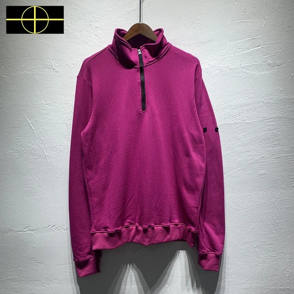

High Collar Half Zip Hoodie Men's Women's Sleeve Patch Embroidery Sweatshirt Compass Badge Pullover Sweatshirt Men's