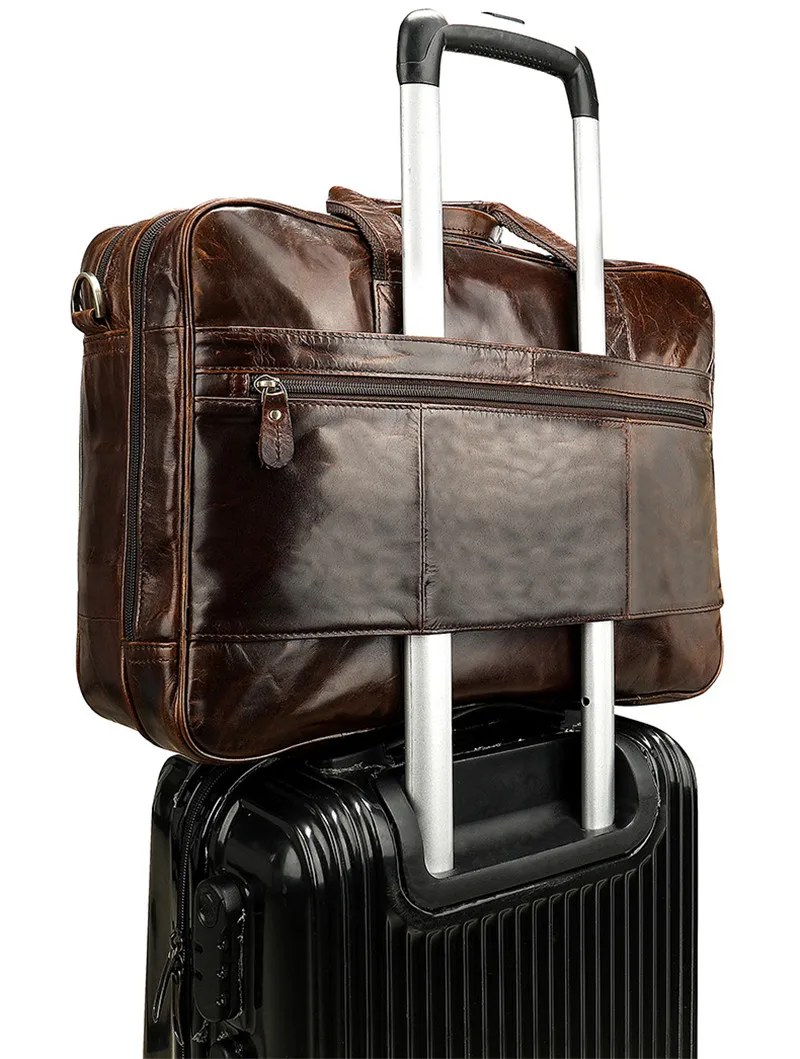 Business casual genuine leather large capacity men's briefcases leisure luxury real cowhide laptop handbag travel messenger bag
