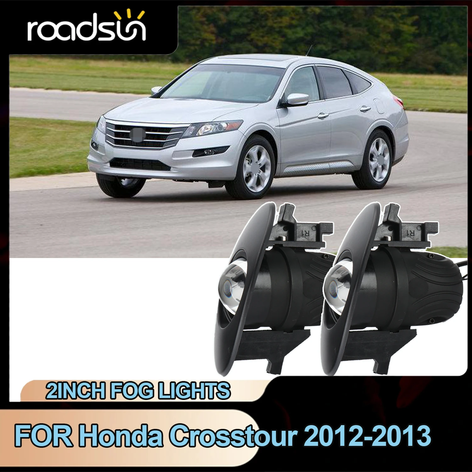 Фото ROADSUN 2.0-дюймовые би-LED противотуманные фары с креплениями, 3 цвета, для Honda Crosstour 2012-2013. №1