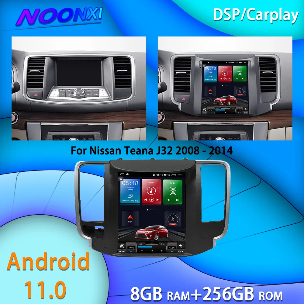 

For Nissan Teana J32 Cedric 2008-2012 All In One Car Tesla Screen Audio Intelligent System Radio 2Din Video Players GPS 8G+256GB