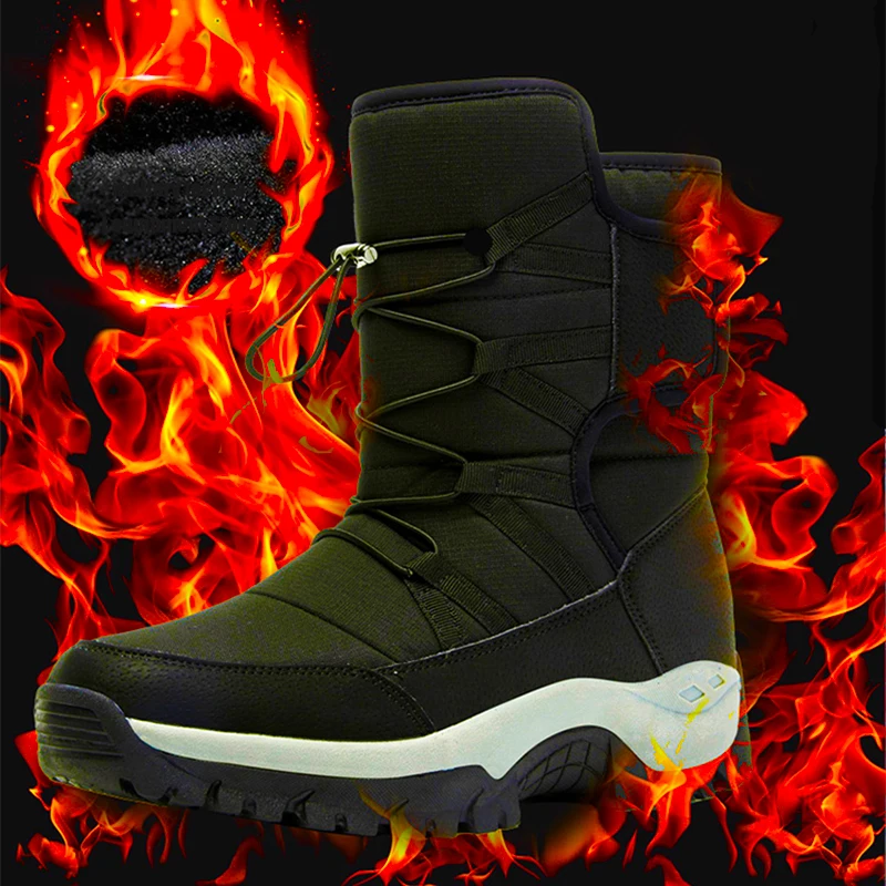 Women Winter Mens Boots Couple Rain Snow Boot New Plus Velvet Warm Side Zipper Outdoor Casual Short Resistance Men Cotton Shoes