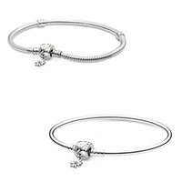 authentic 925 sterling silver moments leaves daisy flower clasp snake chain bracelet bangle fit bead charm diy pandora jewelry