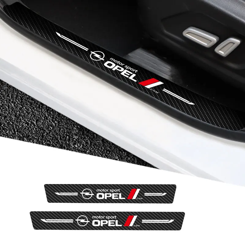 

4X Car Threshold Stickers For Opel Motor Sport Logo Anti Scratch Door Sill Protector ​Protection Carbon Fiber Stylin Accessories