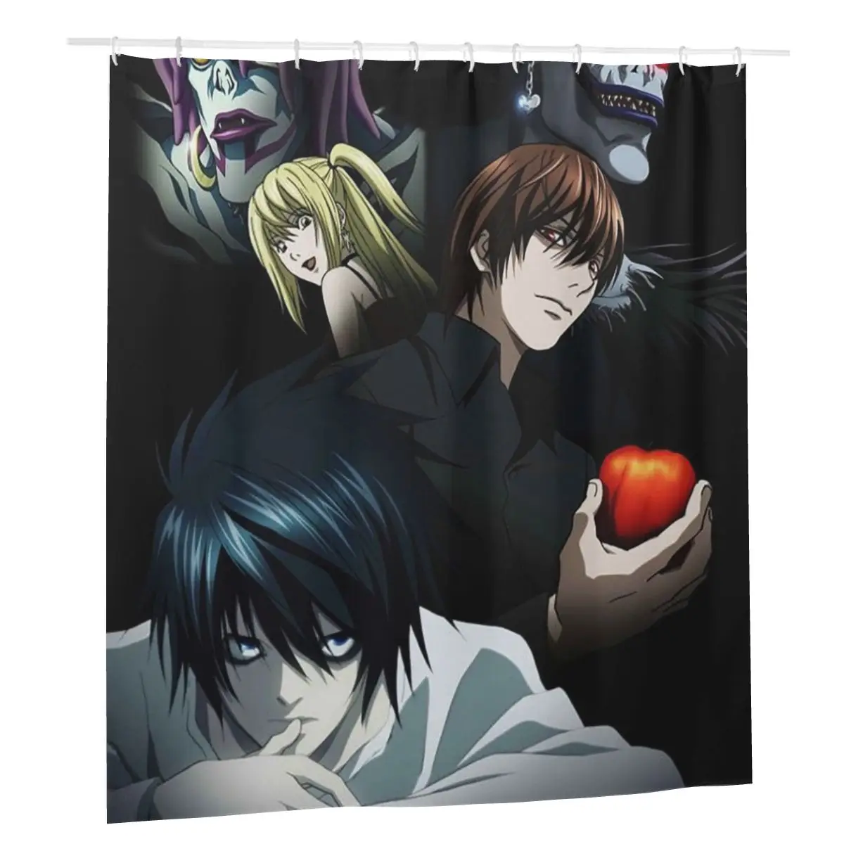 

Death Note Shower Curtain Shinigami Japanese Anime Bathroom Thicken Waterproof Curtain with 12pcs Hooks