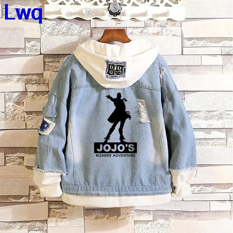 Новая джинсовая куртка из аниме Невероятные приключения Джоджо с имитацией двух
