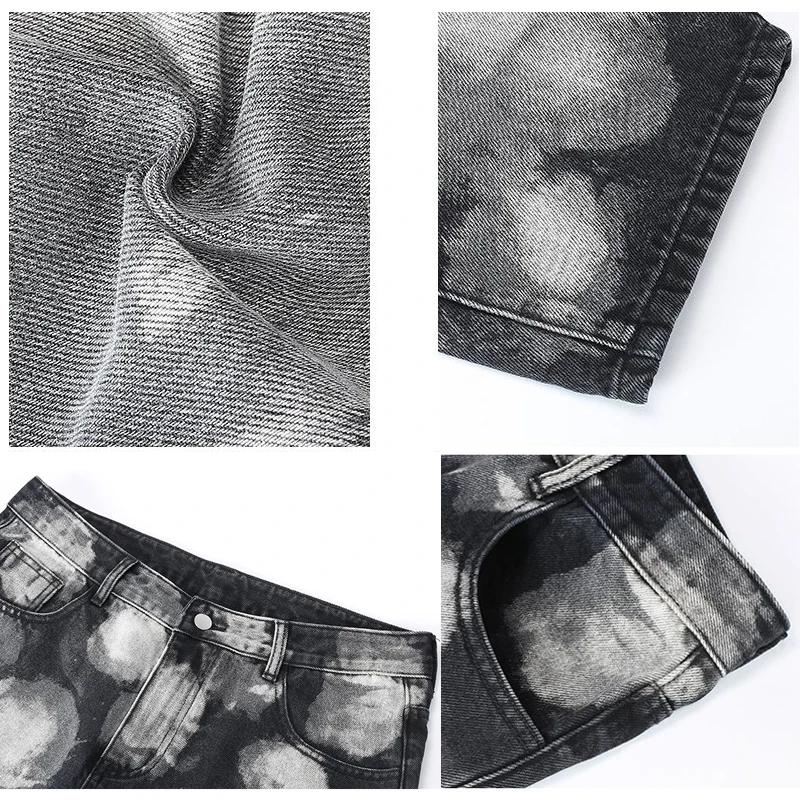 DEEPTOWN Y2K Gothic Jeans for Men Distressed Washed Denim Pants Male Loose Printed Trousers Casual Streetwear Hip Hop Fashion