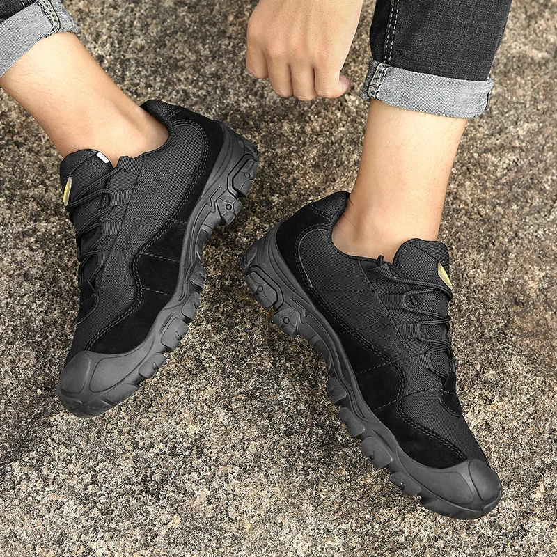 JIEMIAO New Classics Style Men Hiking Shoes Lace Up Men Sport Shoes Outdoor Anti-Slip Jogging Trekking Sneakers Male Footwear