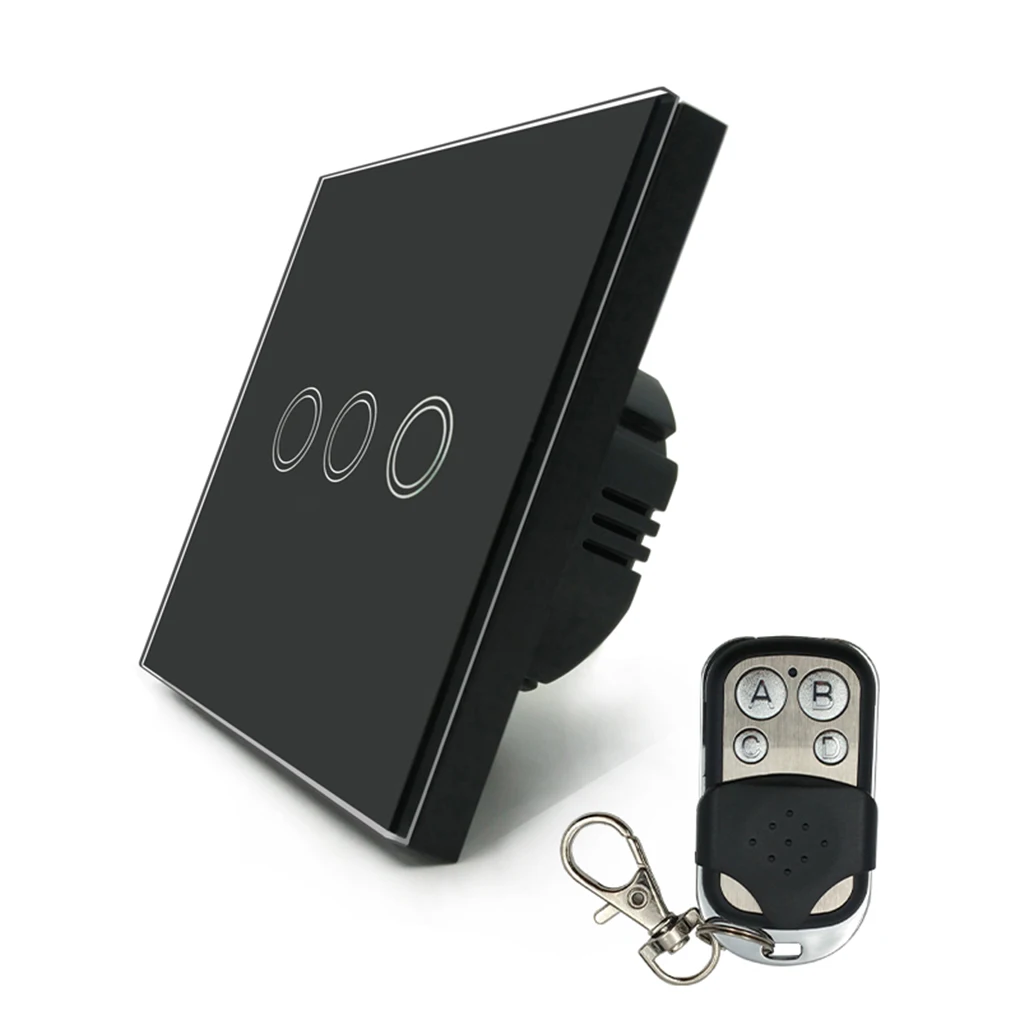 

Wireless Wall Touch Switch Control Light Panel EU Sensor On/Off 3 Gang RF433 240V Smart Controller