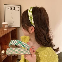 small fresh green striped sponge headband korean simple niche fashion headband wild natural wind hair accessories female
