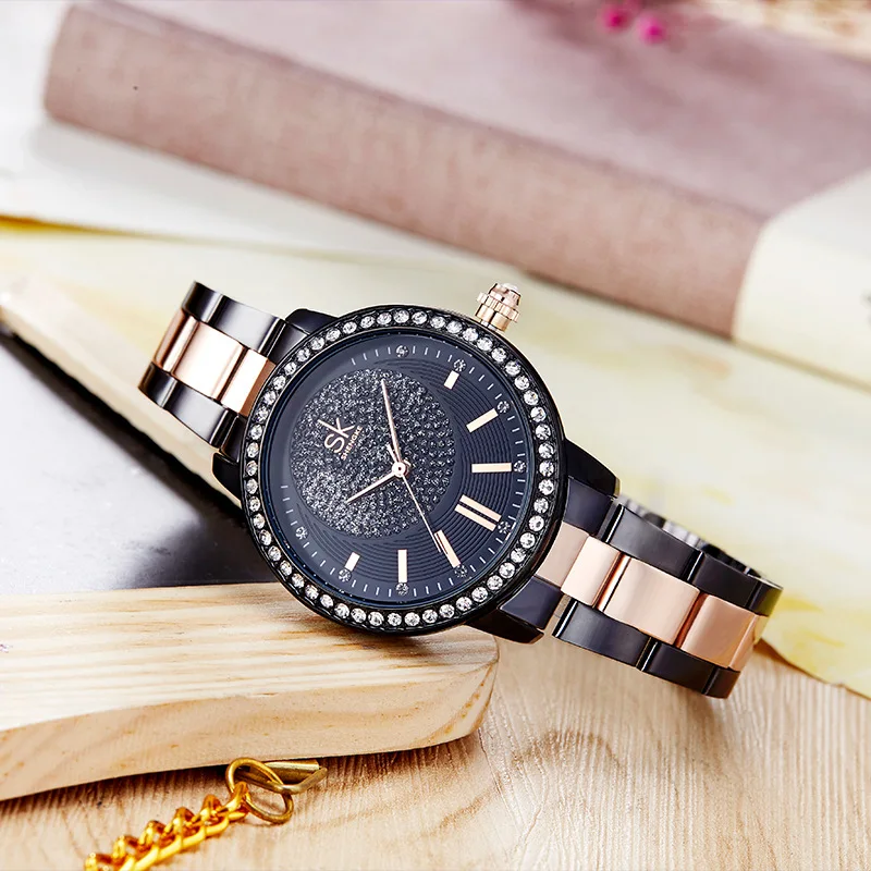 sk fashion light luxury diamond-encrusted waterproof steel belt women's watch European and American women's watch