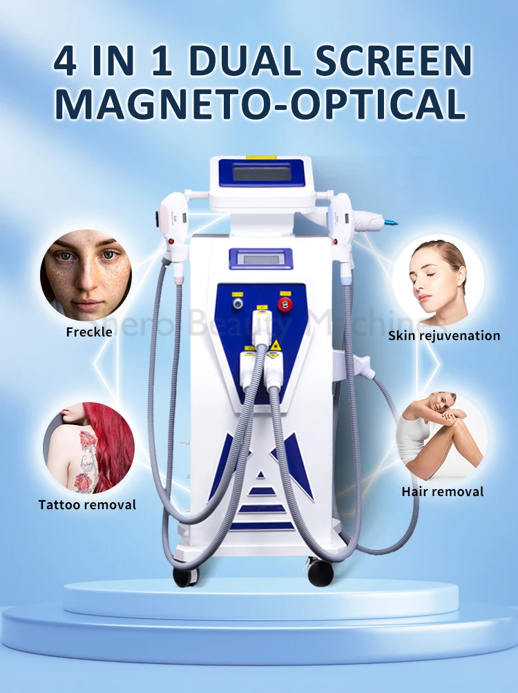 

4 in 1 OPT Elight Hair Removal Nd Yag Laser Skin Whitening Tattoo Remover Permanent Hair Remove Epilator Machine For Salon Spa