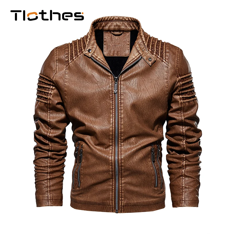 

Autumn Winter Fleece Faux Leather Jacket Men Motorcycle Men's Leather Jacket and Coats Men Clothes Thick Coat Men Leather Jacket