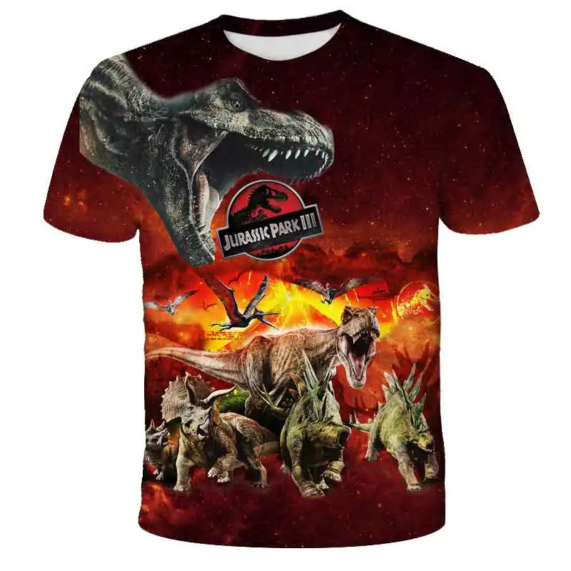 

Kids Boys Dinosaur T shirts Baby Cartoon Short 2023 New Sleeve Jurassic Park Tops Children Fashion T-shirt 3-14 Ys Boys T-shirt