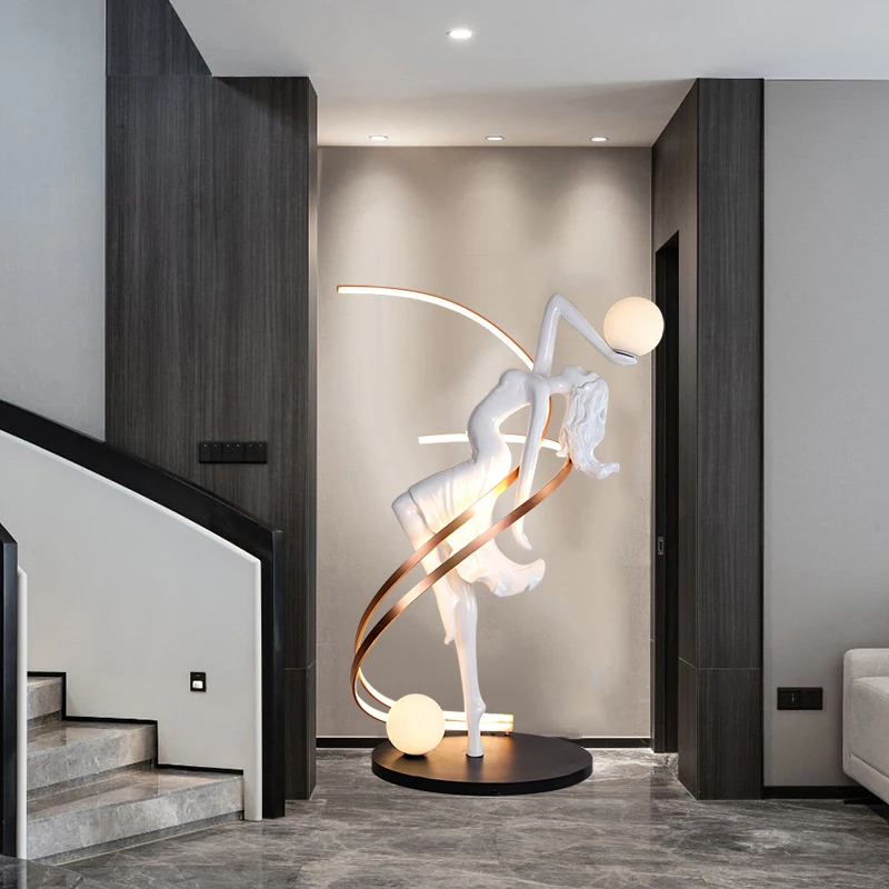 Декоративная скульптура богини напольная Лампа для танцев девушек приземление