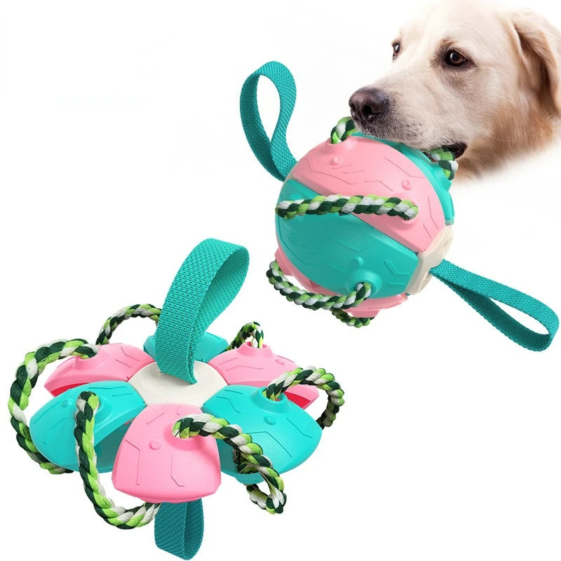 

Outdoor Training Dog Toys Frisbee Football Bite Resistance Toy Pet Products Plush Accessories Supplies Interactive Home Pet Toy