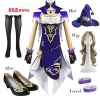 game genshin impact lisa witch of purple rose cosplay costume special the librarian sexy dress