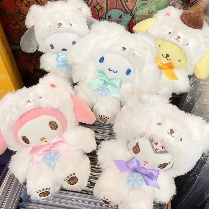 

Плюшевая кавайная игрушка Sanrio My Melody Kuromi Cinnamoroll Зимняя серия с латте милые аниме плюшевые подвески мягкий подарок для девушек