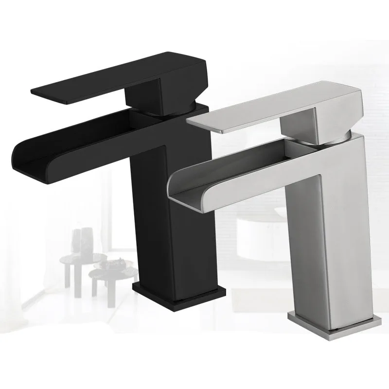 

Смеситель для раковины «Водопад», настенный кран для ванной комнаты, черного цвета