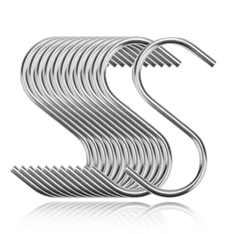 

10Pcs Stainless Steel S-Shaped Hook Kitchen Bathroom Clothing S-shaped Hanger Hooks Multifunctional Metal Hanging Storage Hook