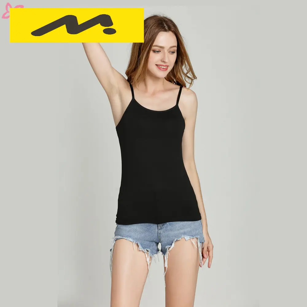 Female Camisole with Built In Bra Women Padded Soft Casual Bra Tank Top Women Spaghetti Cami Top Vest