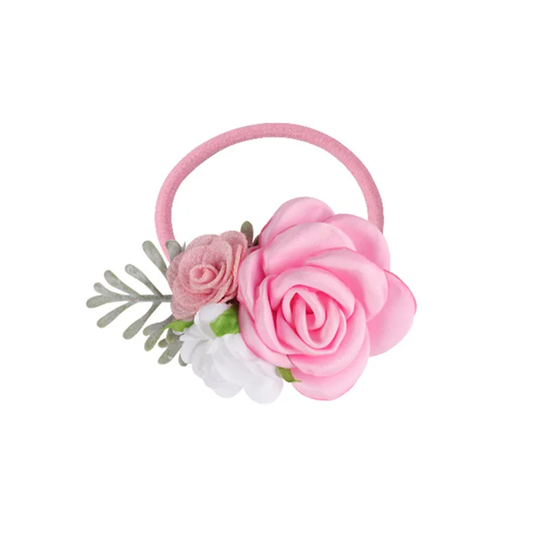 

CN Kid Flower Elastic Hair Band Girls Rubber Bands Sweet Princess Elastic Hair Rope Children Baby Scrunchies Hair Accessories