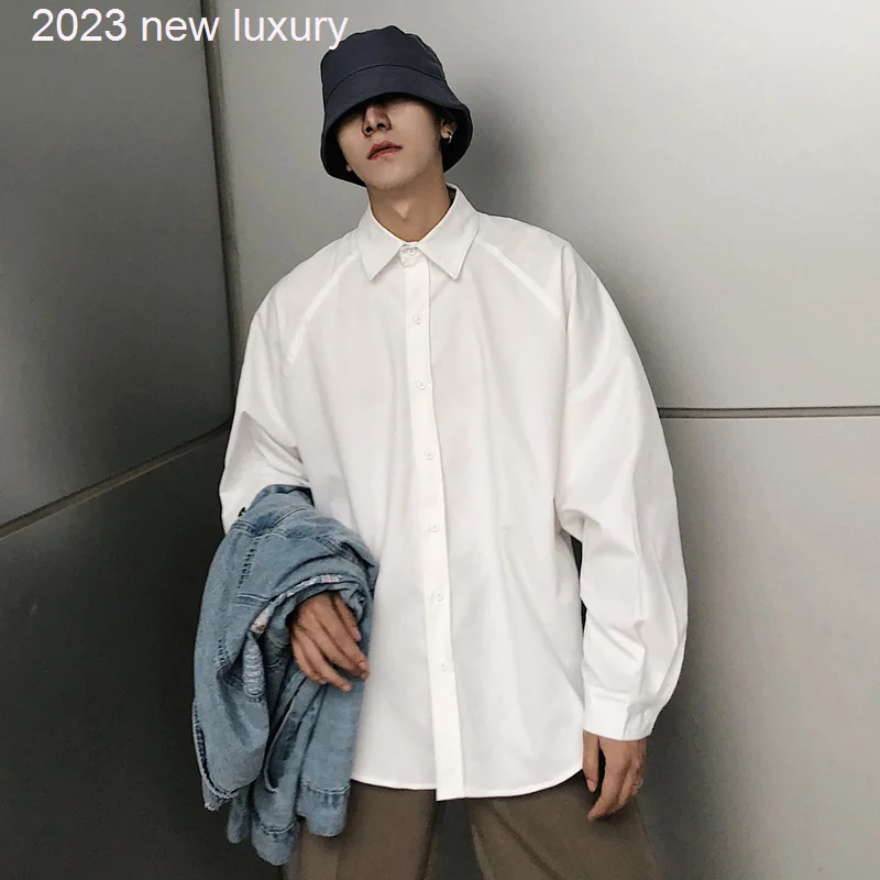 

Long New Summer Sleeve Blouse Men Solid Clothing Fashion 2022 Loose Streetwear Wear Casual Camisa Masculina Shirt Chic Tops W245