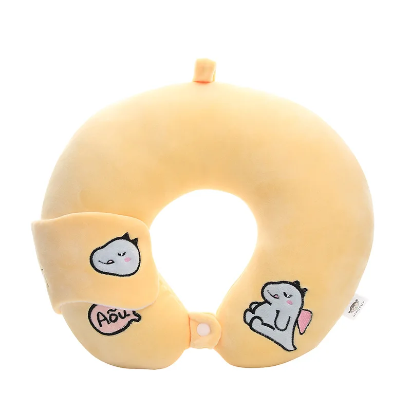 

U-образная вышитая Подушка с мультяшным маленьким динозавром портативная для путешествий на открытом воздухе без снятия воды