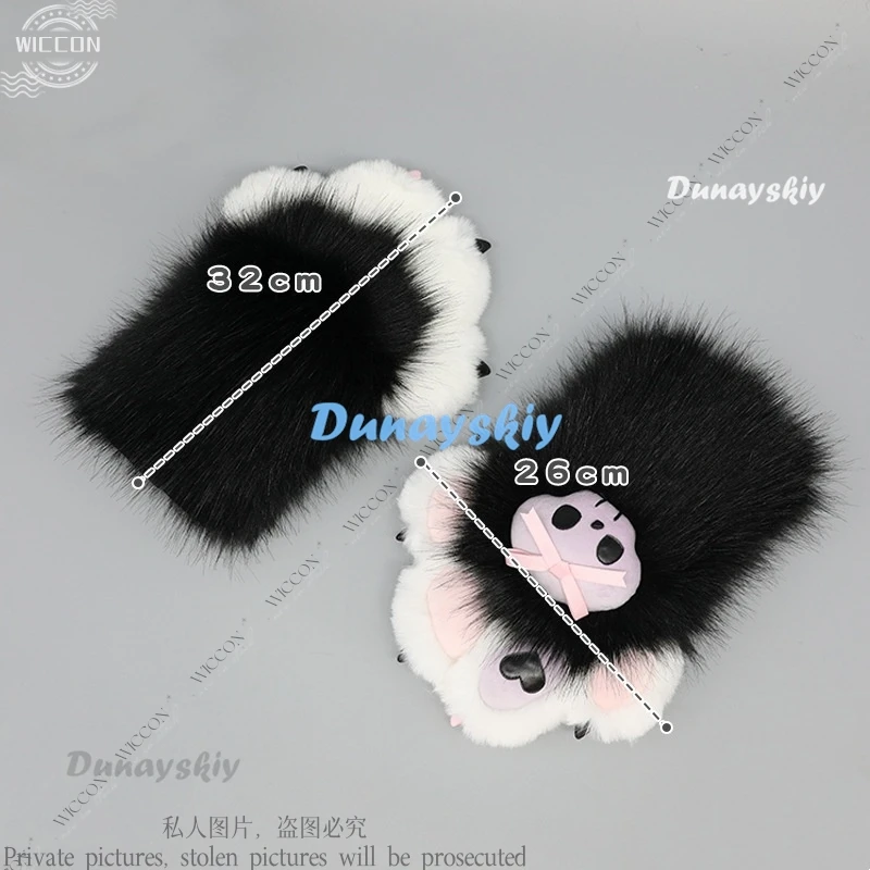 Перчатки с пушистыми когтями реквизит для косплея в стиле комиксов меховой