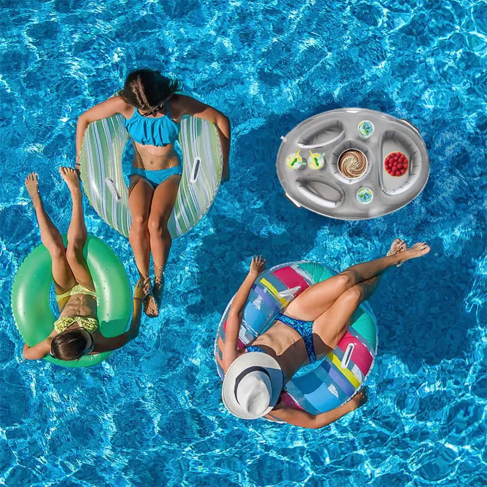 

Inflatable Floating Row Swimming Pool Float Food Beer Tray Pools Air Mattress Water Food Drink Holder Summer Party Swimming Ring