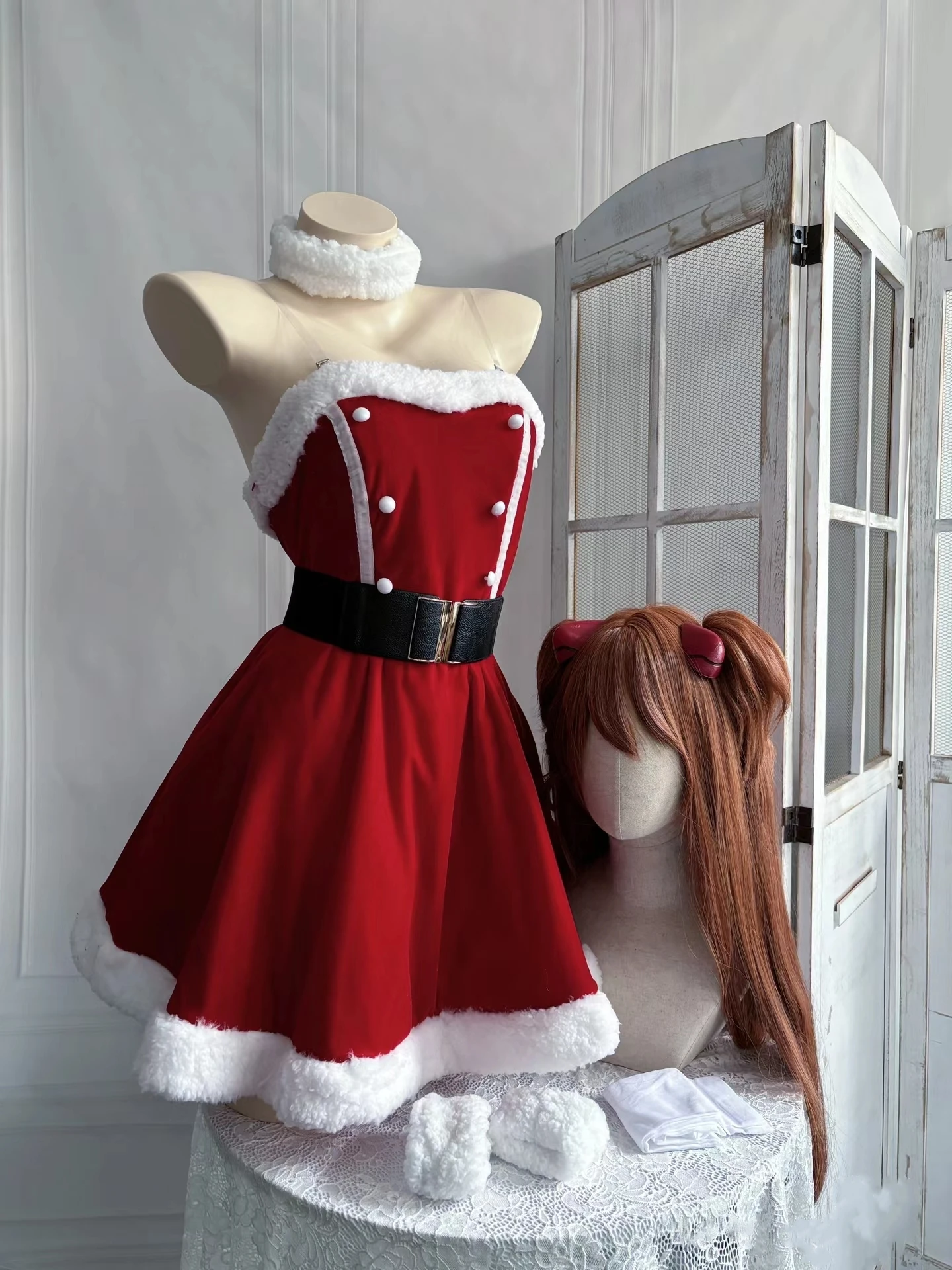 EVA Ayanami Rei Asuka Langley Soryu Рождественское красное платье Косплей Костюм Женская