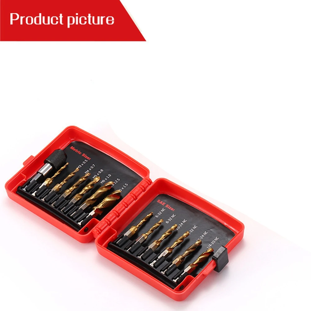 Набор титановых комбинированных сверл набор из 13 насадок SAE и метрические для