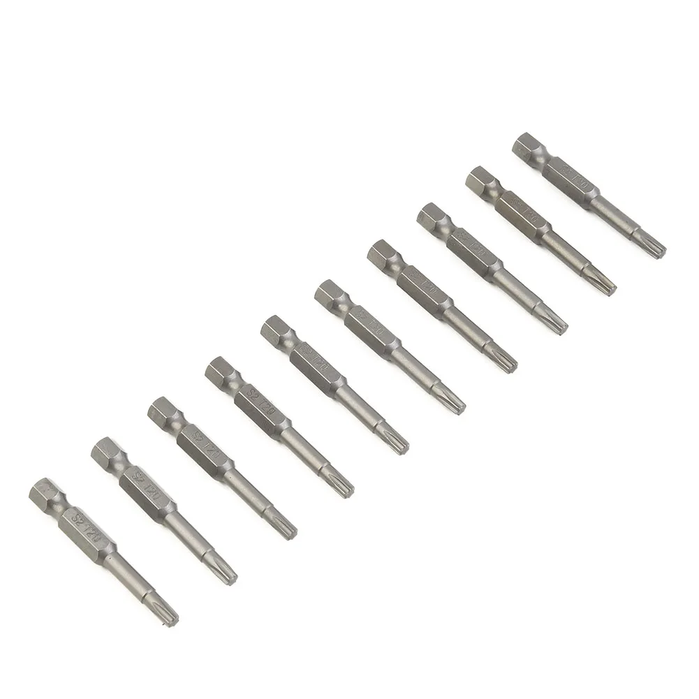 

10Pcs Alloy Steel 50mm Long Torx Screwdriver Bit 6.35mm Hexagon Handle T20 For All Kinds Of Pneumatic Screwdrivers