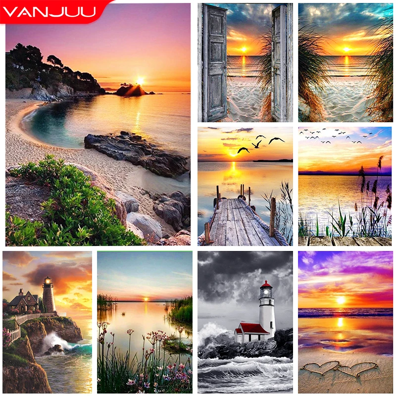 

Пейзаж 5D алмазная живопись пляж Сумерки DIY алмазная живопись искусство мозаика полная Алмазная вышивка живопись Домашний декор