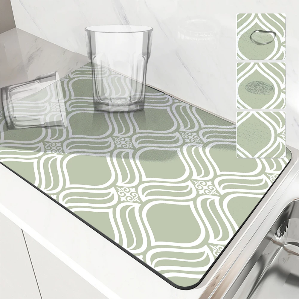 Абсорбирующая посуда коврики для сушки посуды коврик стола с растениями