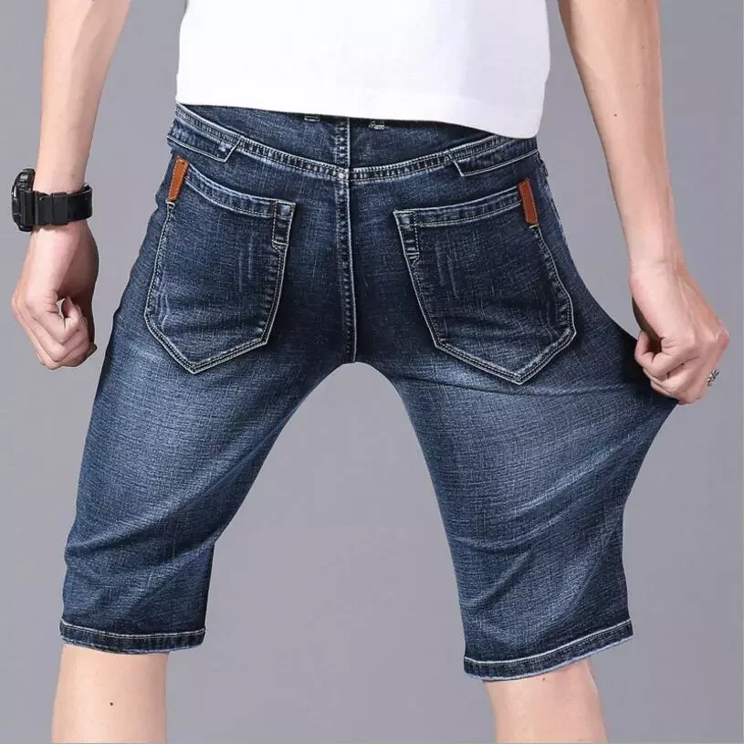 2022New Blue Denim Shorts Summer Thin Shorts Jeans Good Quality Men Cotton Straight Jeans Shorts Male Blue Casual Jeans Size 40