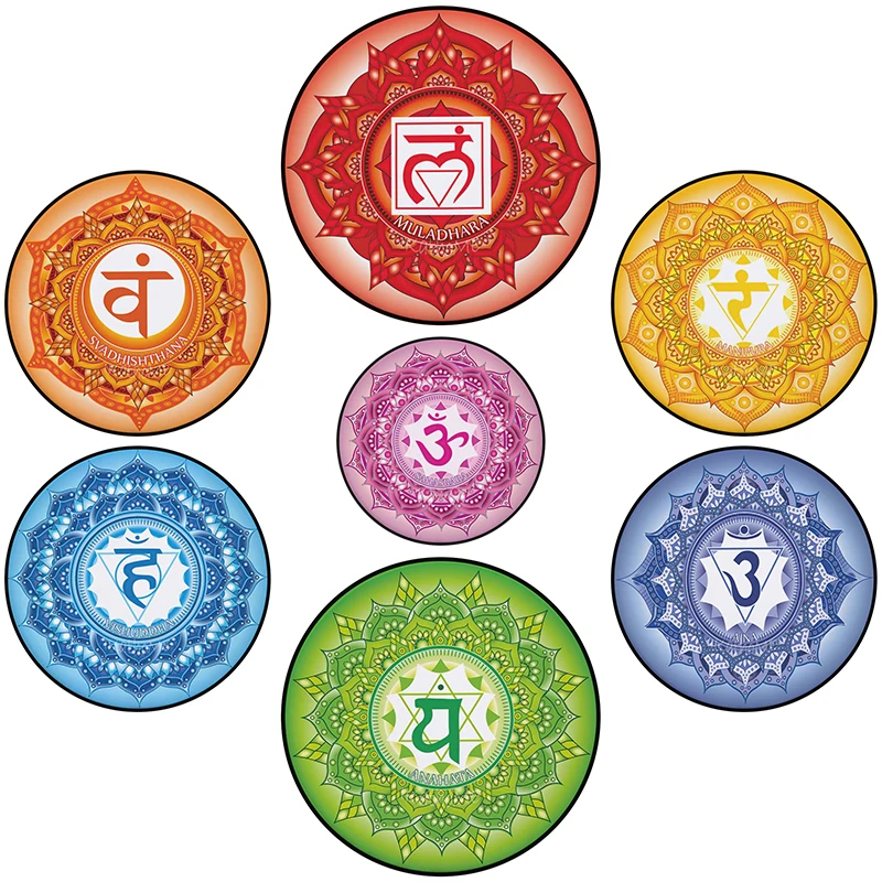 

7 Style Seven Chakra Round Rug Area Carpet Reiki Healing Spiritual Buddhist Meditation Mat Living Room Sports Exercise Pad Large