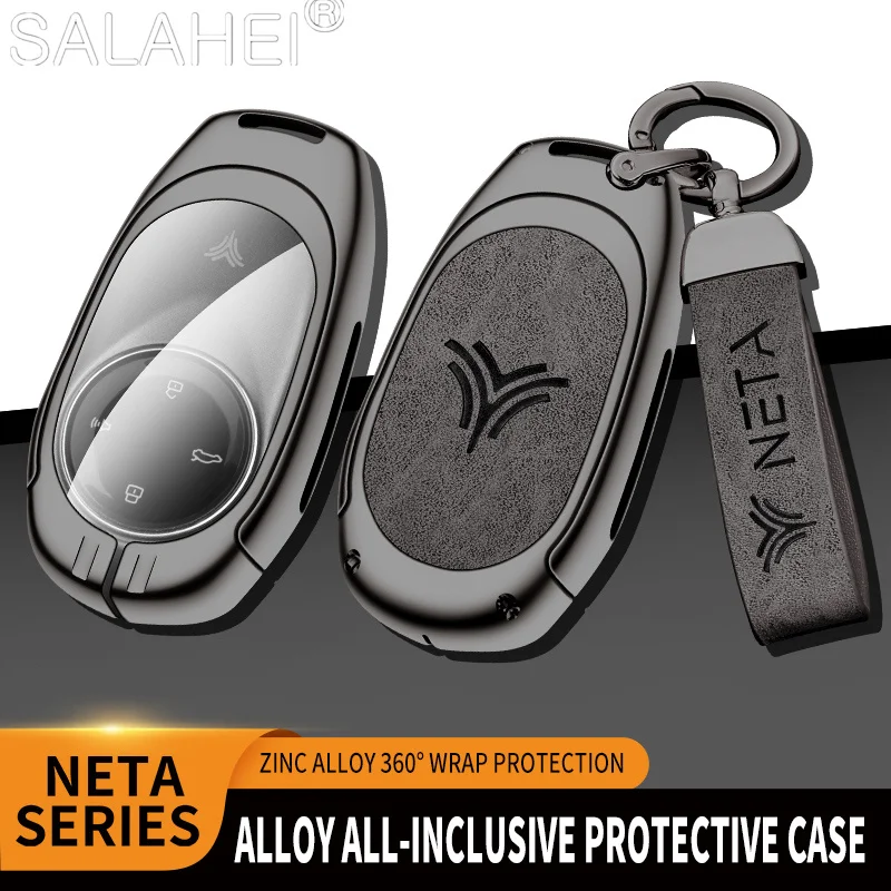 

Zinc Alloy Car Smart Remote Key Fob Case Cover Protector Shell Bag For Neta S 2022 Neta U-II 610 Keyless Keychain Accessories