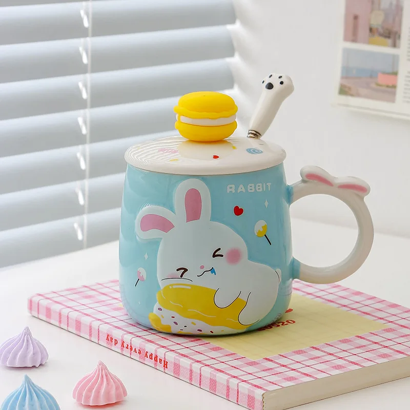 

Cute bunny cartoon ceramic mug Children's mug Student family breakfast milk mug Christmas gift