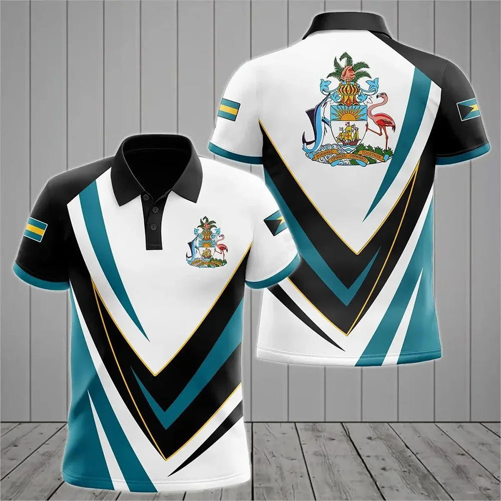 Новинка рубашка-поло с рисунком национального флага Багамских Островов